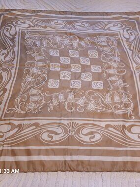 Women's Large Made in Italy Silky Scarf Cream and Beige